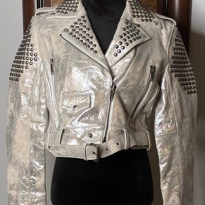 The Kooples Metallic Studded Leather Jacket NWT